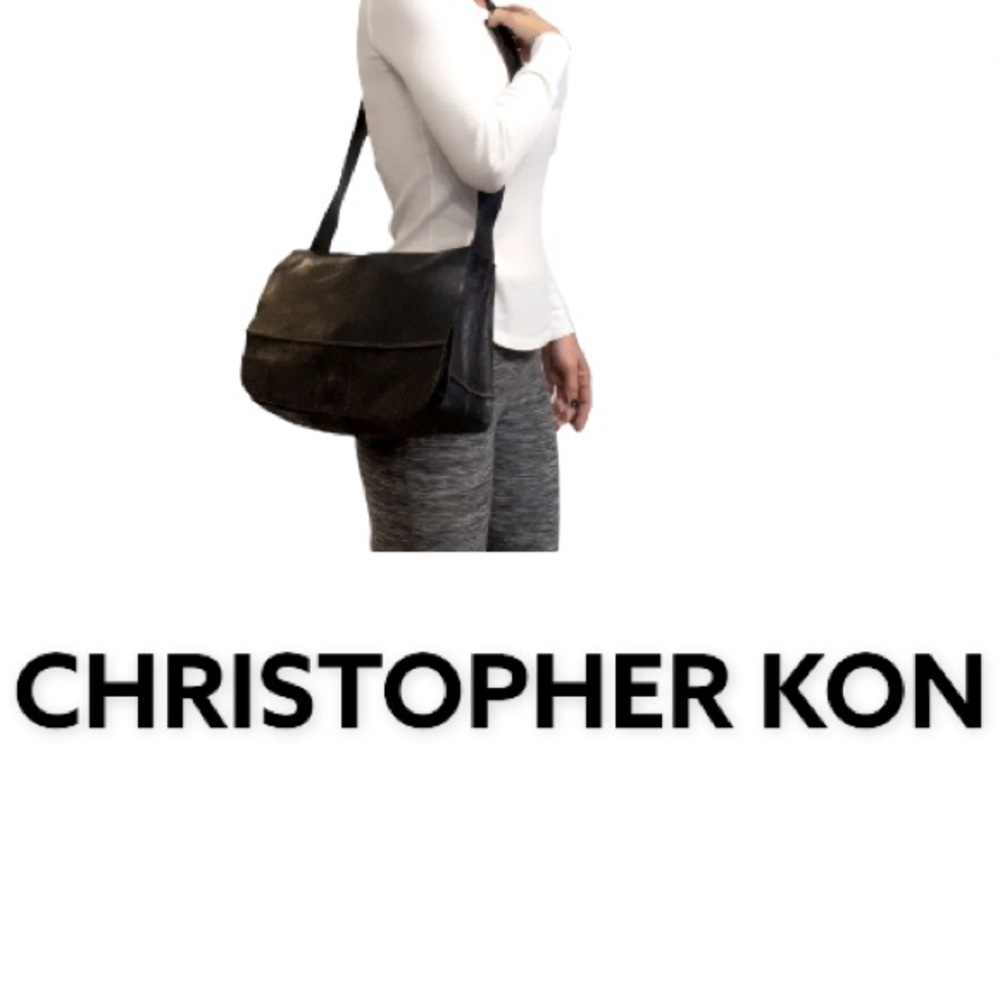 Authentic Christopher Kon black leather crossbody purse